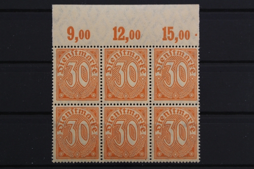 DR Dienst, MiNr. 27 6er Block, OR im Plattendruck, postfrisch