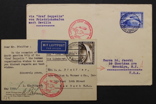 Deutsches Reich, MiNr. 438-439, Zeppelin-Südamerikafahrt, Brief