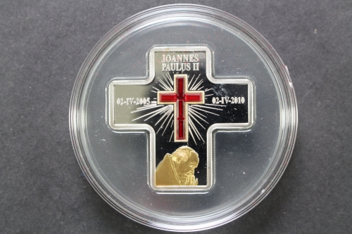 Cook Inseln, 5 Dollar 5. Todestag Johannes Paul, 2010, Polierte Platte / Proof