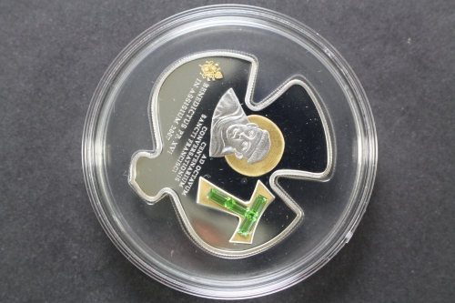 Cook Inseln, 5 Dollar Papstbesuch in Assisi, 2007, Polierte Platte / Proof