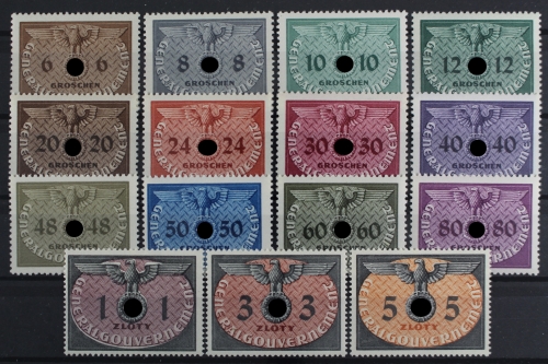 Generalgouvernement, MiNr. 1-15, Dienstmarken, postfrisch