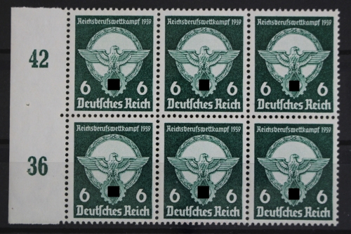 Deutsches Reich, MiNr. 689, 6er Block, li. Rand m. RWZ 42,36, postfrisch