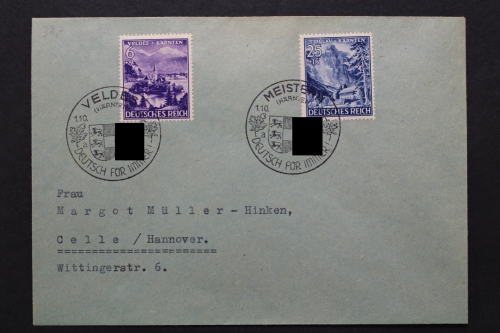 Deutsches Reich, MiNr. 807 + 809, SST Veldes & Meistern