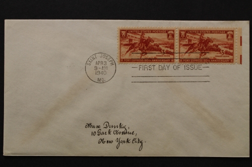 USA, MiNr. 490, waag. Paar, rechter Rand, FDC