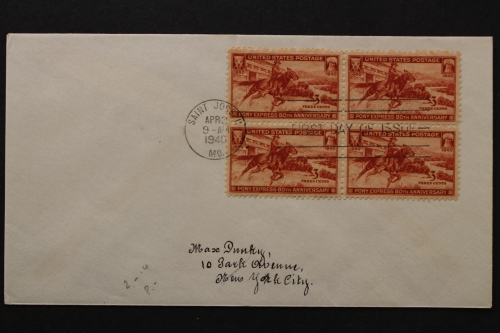 USA, MiNr. 490, Viererblock, FDC