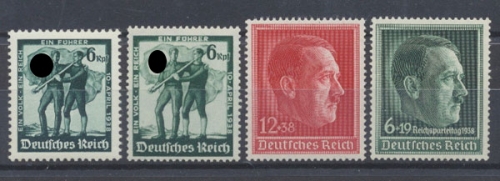 Deutsches Reich, MiNr. 662 + 663 + 664 + 672 x, postfrisch