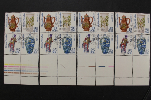 DDR, MiNr. 2667-2670, 4 Viererblöcke, unten Leerfelder, ESST