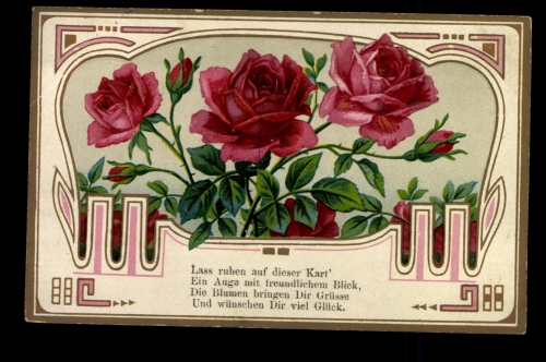 Blumengruß, Karte mit Vers