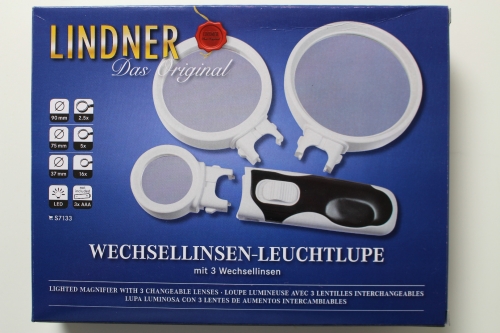 Lindner, LED-Leuchtlupe mit 3 auswechselbaren Linsenaufsätzen