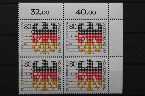 Deutschland, MiNr. 1309, Viererblock, Ecke re. oben, postfrisch