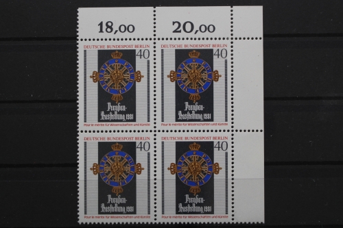 Berlin, MiNr. 648, Viererblock, Ecke rechts oben, postfrisch