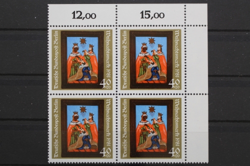 Berlin, MiNr. 658, Viererblock, Ecke re. oben, postfrisch