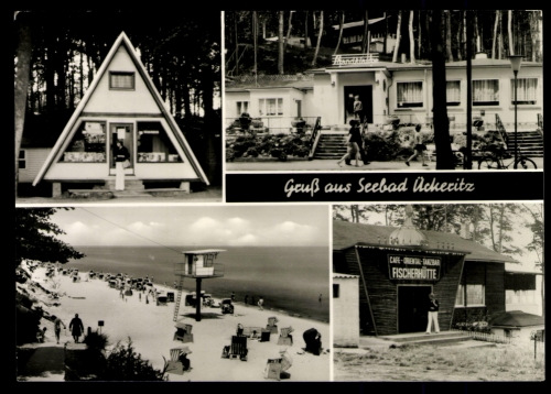 Ückeritz, Zeitungsgeschäft, Strandklause, Strand, Fischerhütte