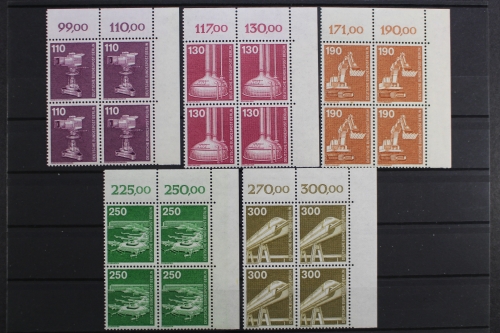 Berlin, MiNr. 668-672, Viererblöcke, Ecken re. oben, postfrisch