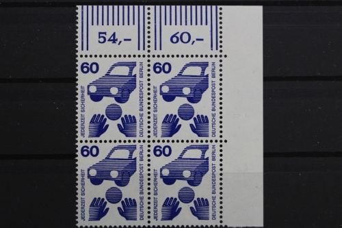 Berlin, MiNr. 409 A, Viererblock, Ecke rechts oben, postfrisch