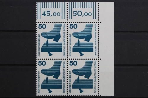 Berlin, MiNr. 408 A, Viererblock, Ecke rechts oben, postfrisch