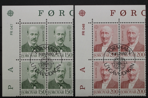 Färöer, MiNr. 53-54, Viererblock, Ecke links oben, ESST