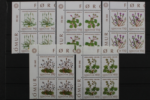 Färöer, MiNr. 48-52, Viererblock, Ecke links oben, postfrisch