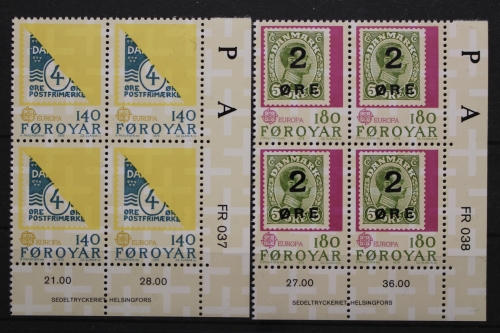 Färöer, MiNr. 43-44, Viererblock, Ecke rechts unten, postfrisch