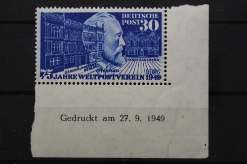 BRD, MiNr. 116, Ecke re. unten mit Druckdatum 27.9.49, postfrisch