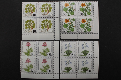 BRD, MiNr. 1108-1111, 4er Block, Ecke re. unten, FN 1 bzw. 2, postfrisch