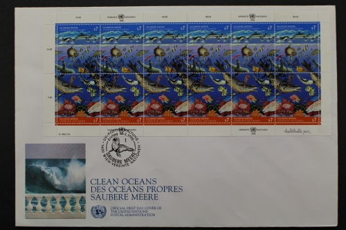 UNO Wien, MiNr. 127-128, Zd-Bogen, FDC