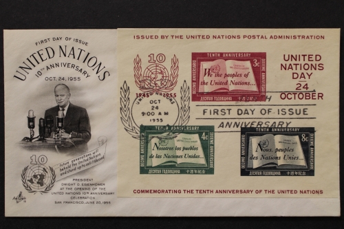 UNO New York, MiNr. Block 1 Type I, FDC