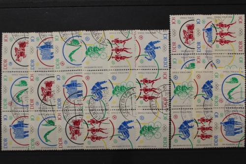 DDR, Olympische Spiele 1964, 12 waag. ZD-Kombis, gestempelt