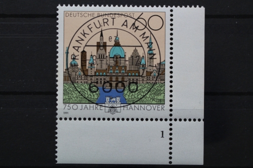 Deutschland (BRD), MiNr. 1491, Ecke re. unten, FN 1, VS F/M, gestempelt