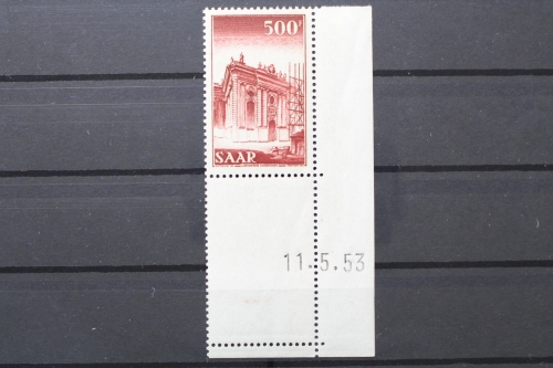 Saarland, MiNr. 337 Br 11.5.53, Ecke rechts unten, postfrisch