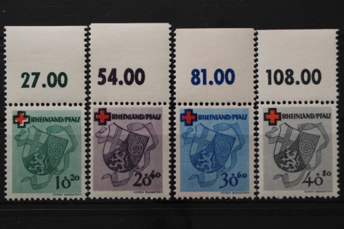 Franz. Zone Rheinland Pfalz, MiNr. 42-45 A, Oberrand, postfrisch