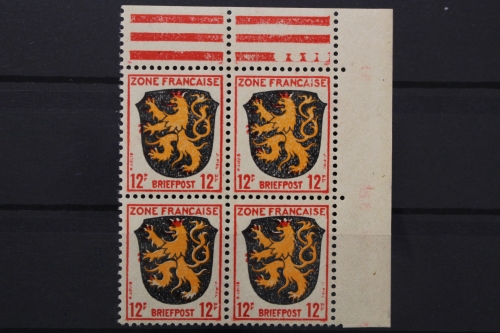 FZ Allg. Ausgabe, MiNr. 6, Viererblock, Ecke re. oben, postfrisch
