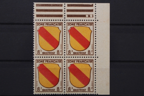 FZ Allg. Ausgabe, MiNr. 4, Viererblock, Ecke re. oben, postfrisch