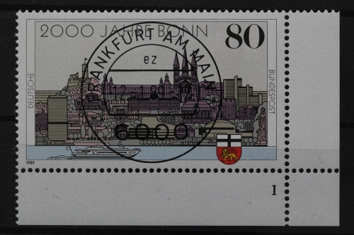 Deutschland, MiNr. 1402, Ecke rechts unten, FN 1, VS F/M, gestempelt