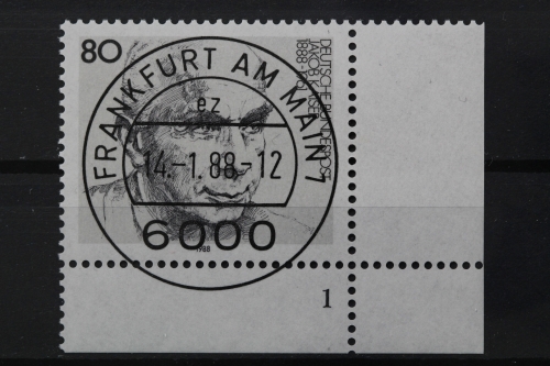 Deutschland (BRD), MiNr. 1343, Ecke rechts unten, FN 1, VS F/M, EST