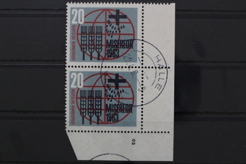 Deutschland, MiNr. 391, senkr. Paar, Ecke re. unten, FN 2, gestempelt