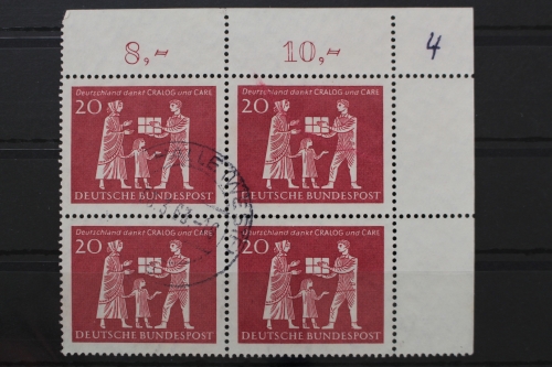Deutschland (BRD), MiNr. 390, Viererblock, Ecke rechts oben, gestempelt