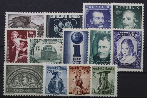 Österreich, MiNr. 968-980, Jahrgang 1952, postfrisch