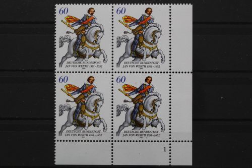 Deutschland, MiNr. 1504, 4er Block, Ecke re. u. FN 1, postfrisch