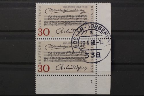 Deutschland, MiNr. 566, senkr. Paar, Ecke re. unten, FN 1, gestempelt