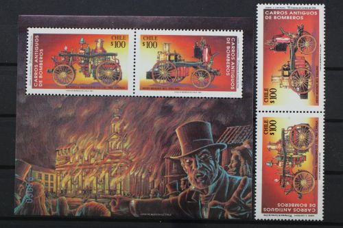 Chile, MiNr. 1553-1554 + Block 29, Falz