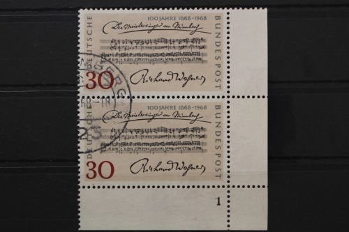 Deutschland, MiNr. 566, senkr. Paar, Ecke re. unten, FN 1, gestempelt