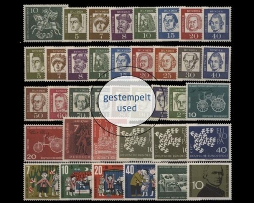 Deutschland (BRD), MiNr. 346-374, Jahrgang 1961 , gestempelt