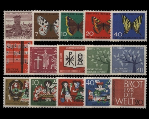 Deutschland (BRD), MiNr. 375-389, Jahrgang 1962 , postfrisch