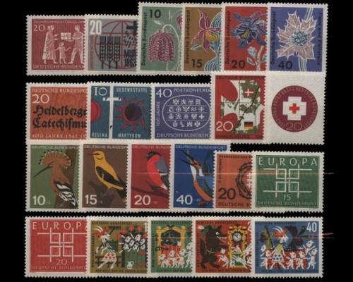 Deutschland (BRD), MiNr. 390-411, Jahrgang 1963, postfrisch