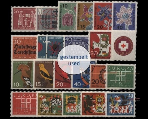 Deutschland (BRD), MiNr. 390-411, Jahrgang 1963, gestempelt