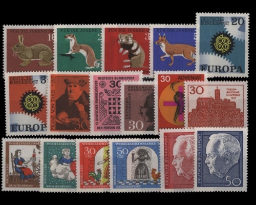 Deutschland (BRD), MiNr. 529-545, Jahrgang 1967, postfrisch