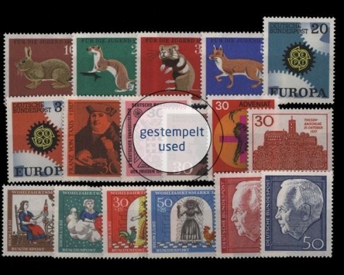 Deutschland (BRD), MiNr. 529-545, Jahrgang 1967, gestempelt