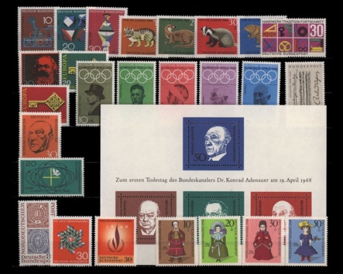 Deutschland (BRD), 546-575, Jahrgang 1968 , postfrisch