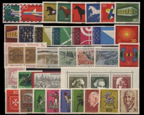 Deutschland (BRD), MiNr. 576-611, Jahrgang 1969, postfrisch